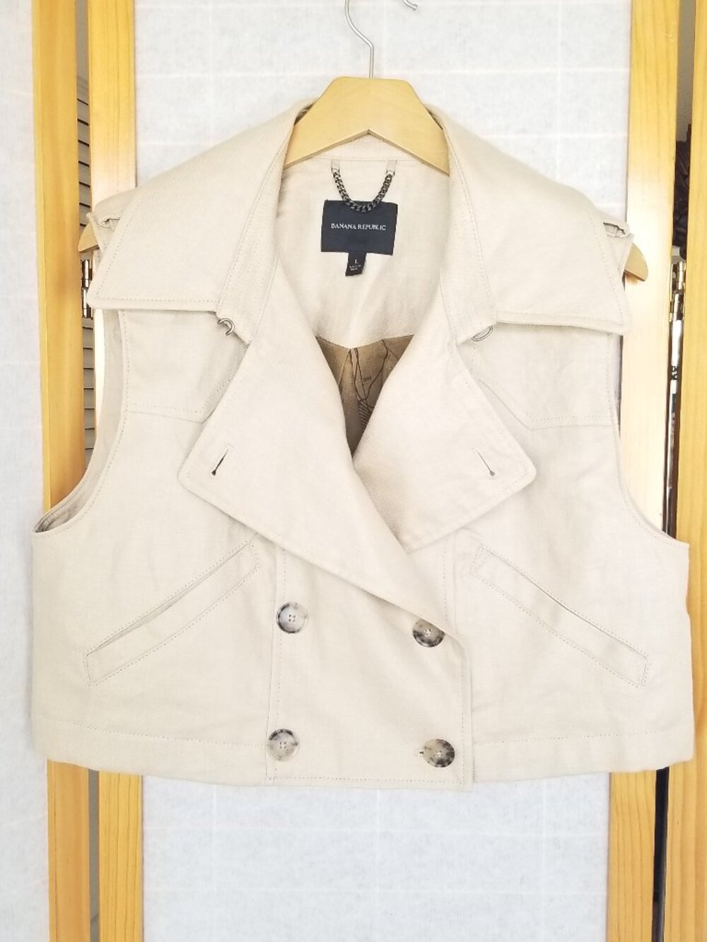 Banana Republic Delphine Linen Trench Vest Khaki Size Large
